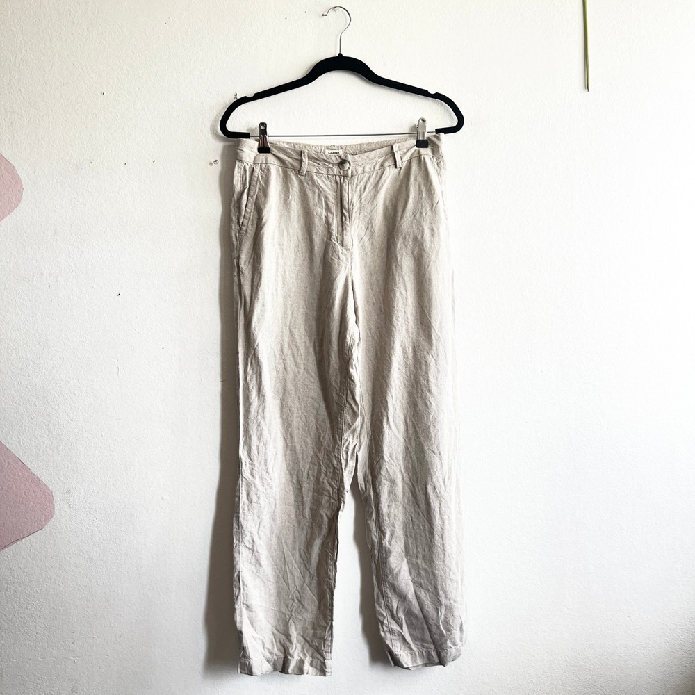 L.L. Bean Womens Linen Pants Classic Fit Beach Coastal Vacation Cruise‎ Size 8